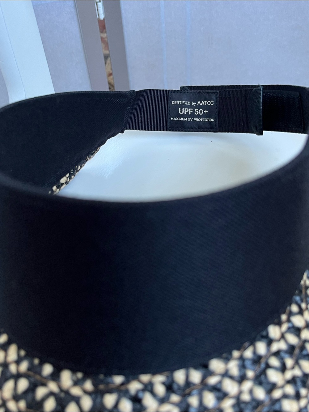 Eric Javits Woven Straw Visor Hat UPF 50+ Black Natural Adjustable - Picture 4 of 6
